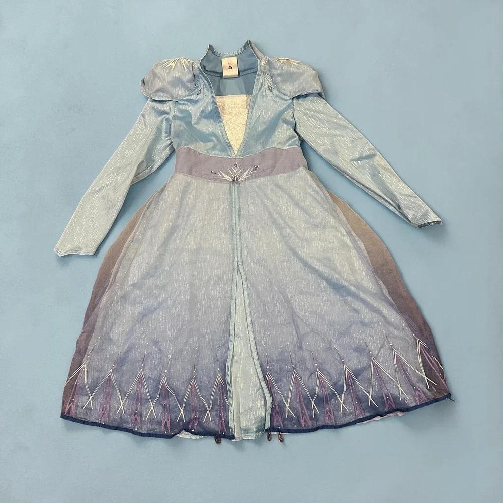 Disney Frozen 2 Elsa Costume Dress Girls Sz 5/6 Blue Purple Travel Gown Sparkle - Picture 1 of 5